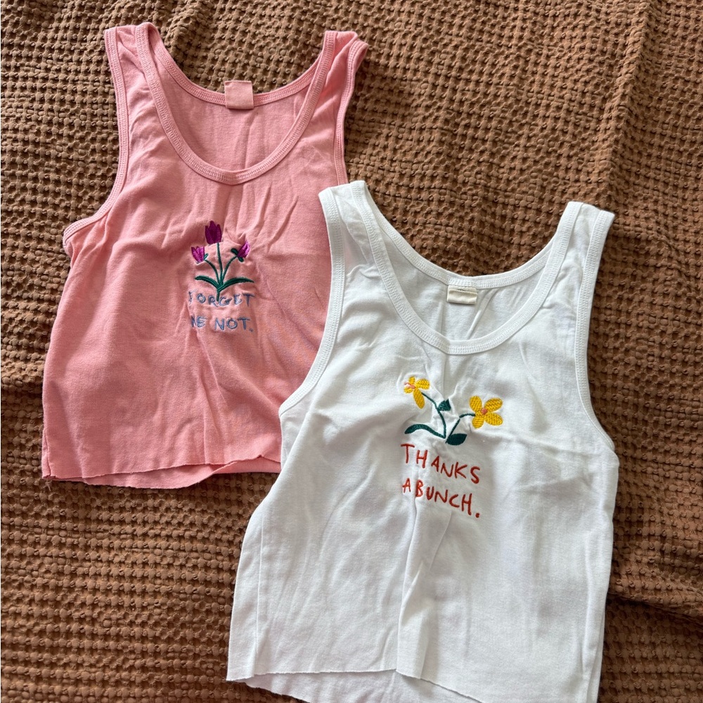 UO Floral Crop Tanks (2)